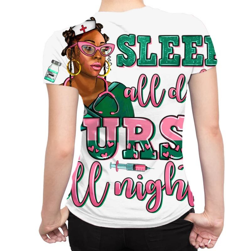 Afro Nurse Sleep All Day Nurse All Night All Over Women's T-shirt 2 Afro Nurse Sleep All Day Nurse All Night All Over Women's T-shirt - Image 2