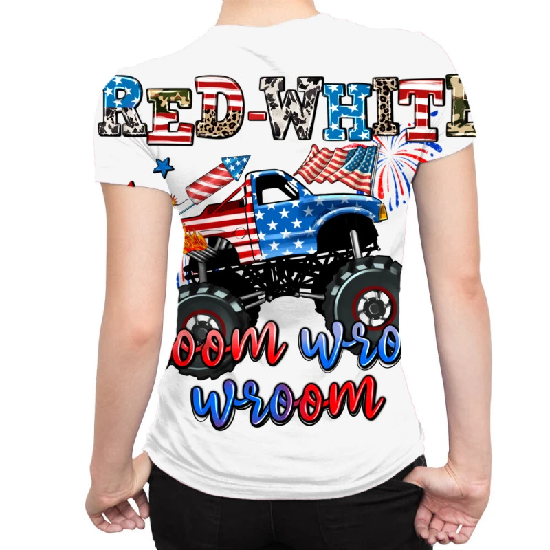 Red White Wroom Wroom Wroom All Over Women's T-shirt 2 Red White Wroom Wroom Wroom All Over Women's T-shirt - Image 2