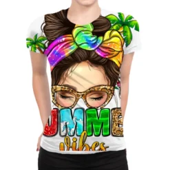 Summer Vibes Messy Bun All Over Women's T-shirt