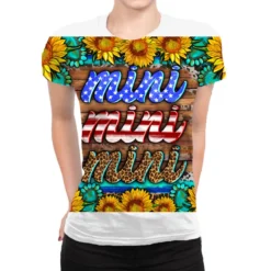 Western Usa Flag Mini With Gemstone All Over Women's T-shirt