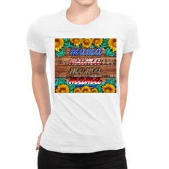 Western Usa Flag Mama With Gemstone Ladies Fitted T-Shirt