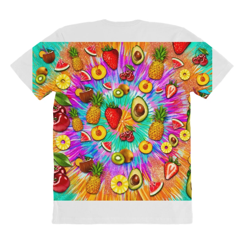 Hand Drawn Tie Dye Summer Fruits All Over Women's T-shirt 4 Hand Drawn Tie Dye Summer Fruits All Over Women's T-shirt - Image 4