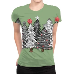 Black And White Christmas Trees With Lights All Over Women's T-shirt