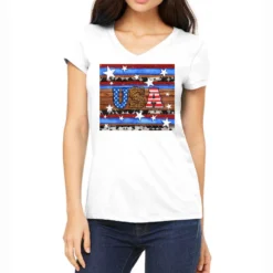 Western USA With American Flag Stars Women's V-Neck T-Shirt