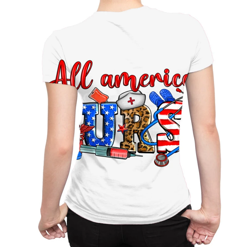 All American Nurse All Over Women's T-shirt 2 All American Nurse All Over Women's T-shirt - Image 2