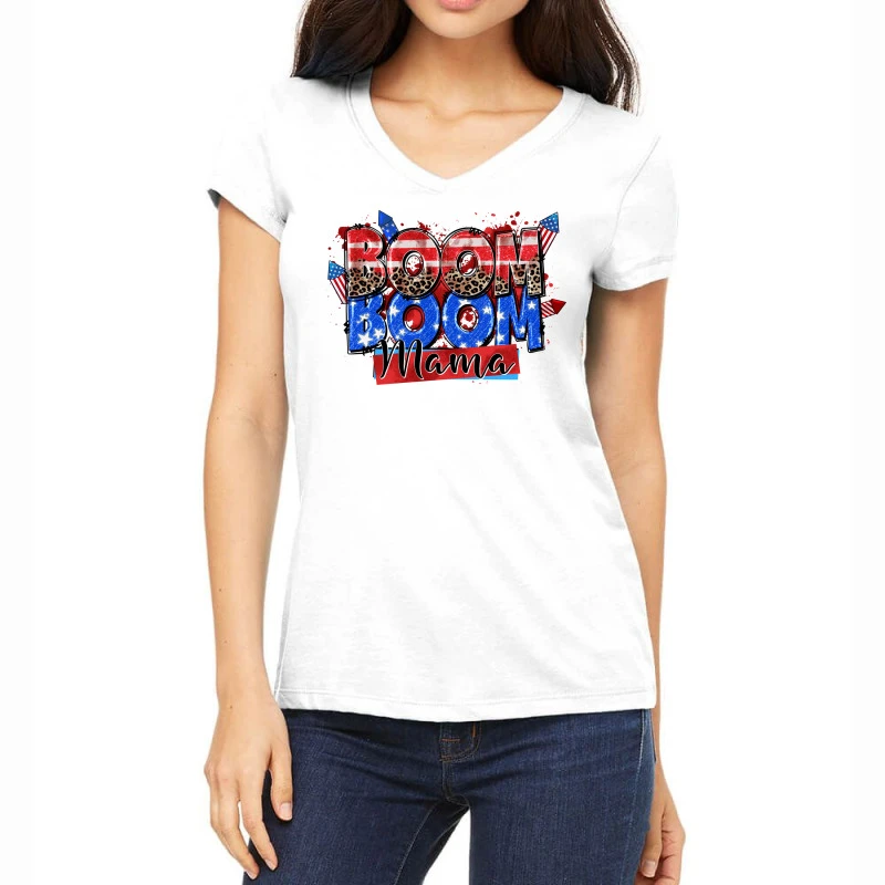 Boom Boom Mama Women's V-Neck T-Shirt 1 Boom Boom Mama Women's V-Neck T-Shirt