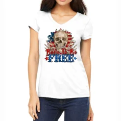 Born To Be Free Skeleton Women's V-Neck T-Shirt