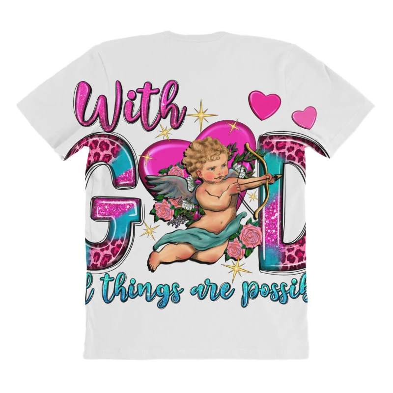 With God All Things Are Possible And Cupid All Over Women's T-shirt 4 With God All Things Are Possible And Cupid All Over Women's T-shirt - Image 4