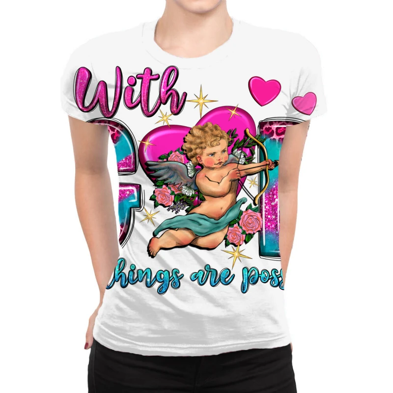 With God All Things Are Possible And Cupid All Over Women's T-shirt 1 With God All Things Are Possible And Cupid All Over Women's T-shirt