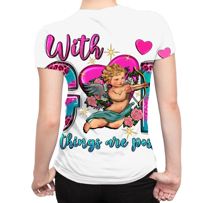 With God All Things Are Possible And Cupid All Over Women's T-shirt 2 With God All Things Are Possible And Cupid All Over Women's T-shirt - Image 2