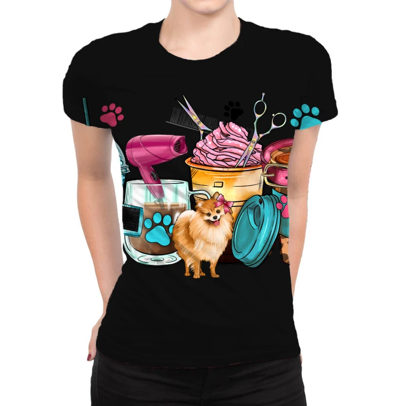 Pet Groomer Coffee Cups All Over Women's T-shirt 1 Pet Groomer Coffee Cups All Over Women's T-shirt