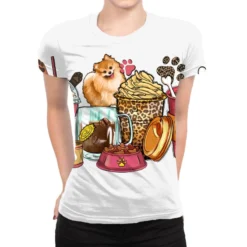 Pomeranian Coffee Cups All Over Women's T-shirt