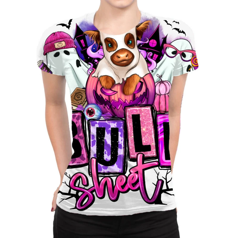 Bull Sheet Halloween Ghost Heifer All Over Women's T-shirt 1 Bull Sheet Halloween Ghost Heifer All Over Women's T-shirt