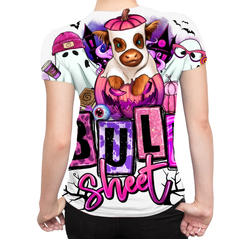 Bull Sheet Halloween Ghost Heifer All Over Women's T-shirt 2 Bull Sheet Halloween Ghost Heifer All Over Women's T-shirt - Image 2
