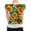 Leopard Cowhide Sunflower Glitter All Over Women's T-shirt