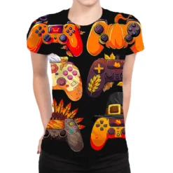 Thanksgiving Fall Gaming Controllers All Over Women's T-shirt